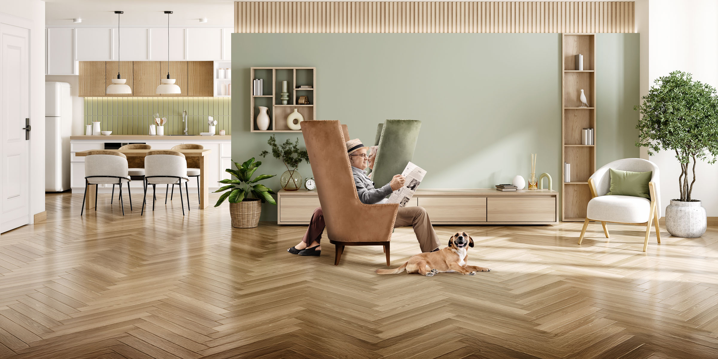 LavaVein's logo integrated into a couple's living room